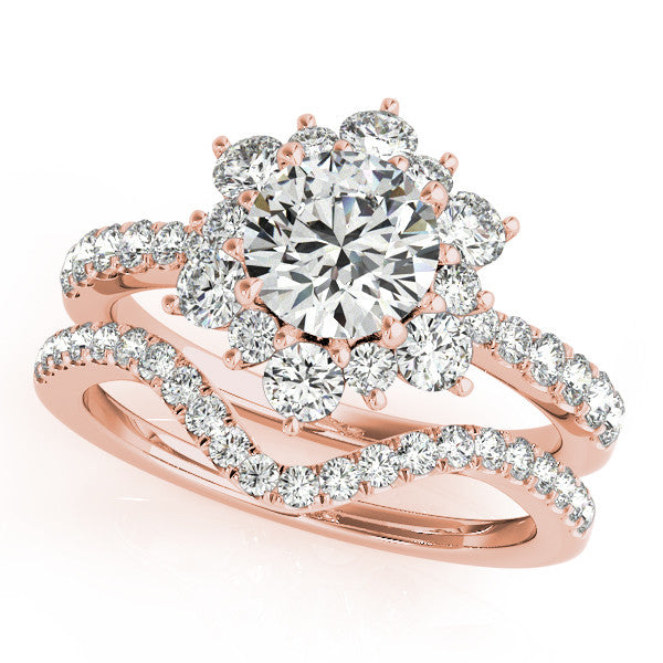 Diamond Curved Wedding Band - Fits Snowflake Engagement Ring - Moissanite Rings