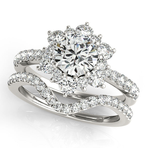 Diamond Curved Wedding Band - Fits Snowflake Engagement Ring - Moissanite Rings