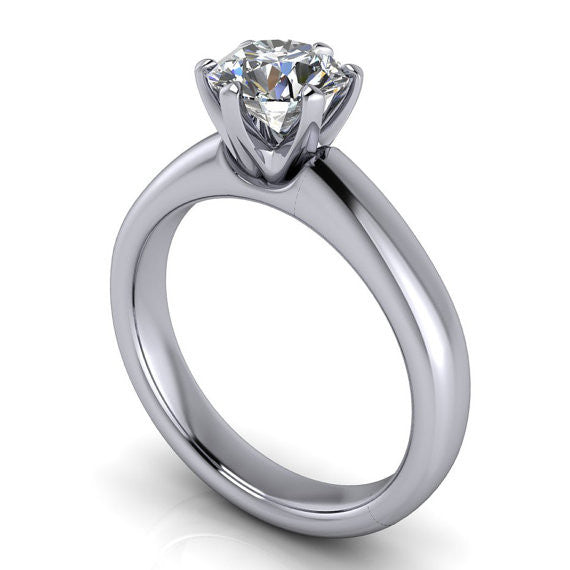 6 Prong Solitaire Moissanite Engagement Ring - Clarissa - Moissanite Rings