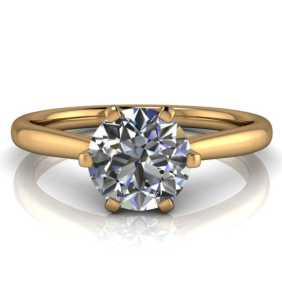 Moissanite Solitaire Engagement Ring 6 Prong Setting - Liza - Moissanite Rings