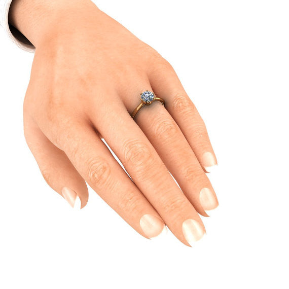Moissanite Solitaire Engagement Ring 6 Prong Setting - Liza - Moissanite Rings