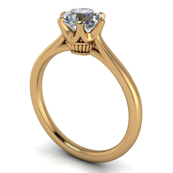 Moissanite Solitaire Engagement Ring 6 Prong Setting - Liza - Moissanite Rings