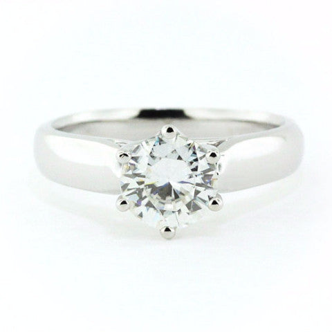Six Prong Forever Brilliant Moissanite Solitaire Engagement Ring- - Moissanite Rings