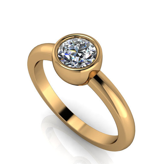 Bezel Set Solitaire Moissanite Engagement Ring - I Will - Moissanite Rings