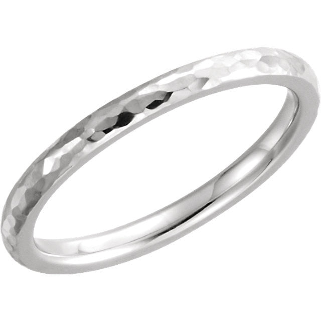 Thin Hammered Finish Wedding Band - Moissanite Rings