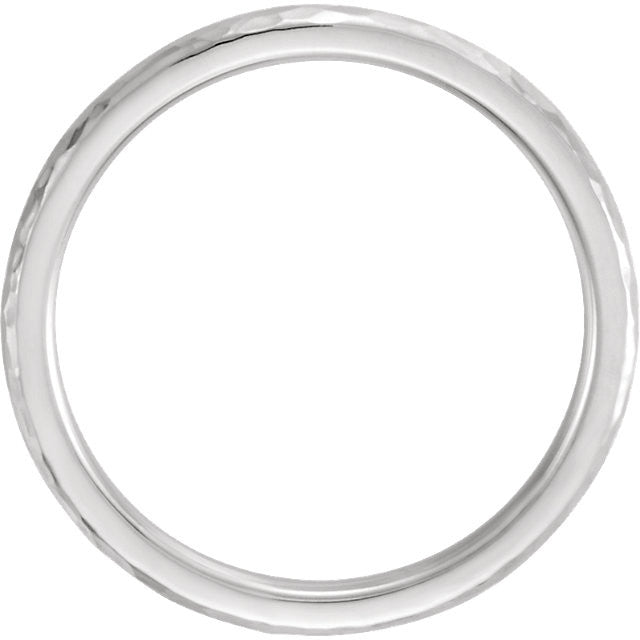 Thin Hammered Finish Wedding Band - Moissanite Rings