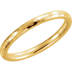 Thin Hammered Finish Wedding Band - Moissanite Rings