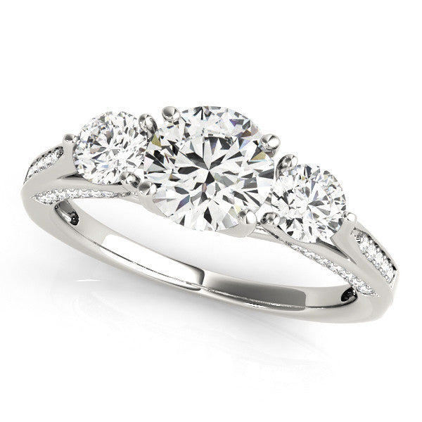 Three Stone Moissanite Engagement Ring - Trina - Moissanite Rings