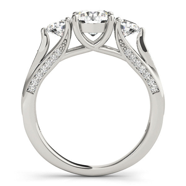 Three Stone Moissanite Engagement Ring - Trina - Moissanite Rings