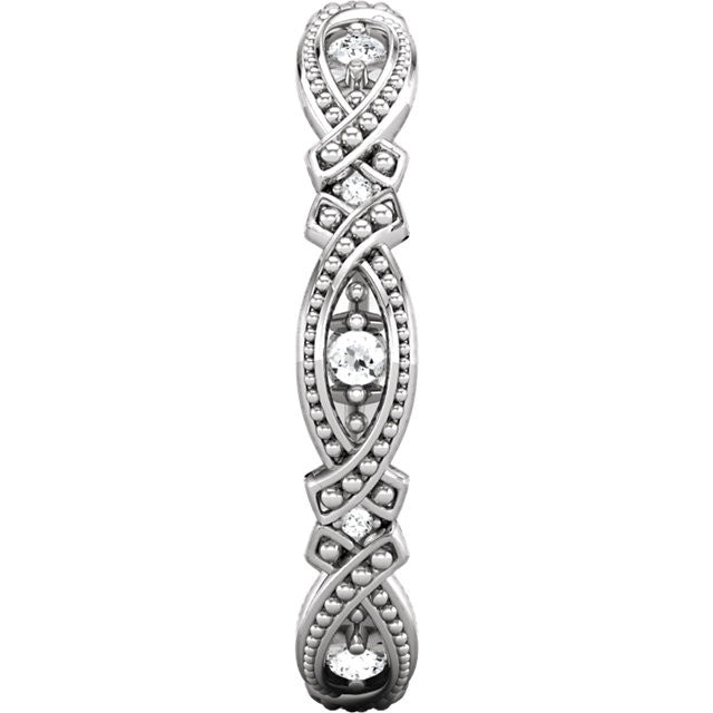 Unique Vintage Style Eternity Band - Moissanite Rings