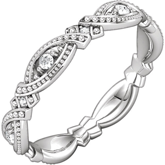 Unique Vintage Style Eternity Band - Moissanite Rings