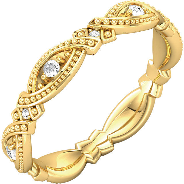 Unique Vintage Style Eternity Band - Moissanite Rings
