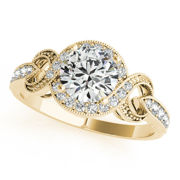 Vintage Inspired Moissanite and Diamond Engagement Ring - Vine - Moissanite Rings
