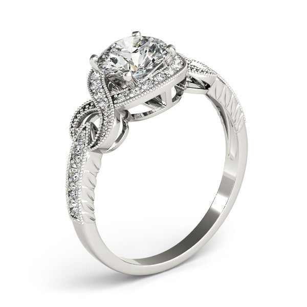 Vintage Inspired Moissanite and Diamond Engagement Ring - Vine - Moissanite Rings