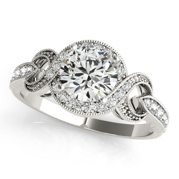 Vintage Inspired Moissanite and Diamond Engagement Ring - Vine - Moissanite Rings