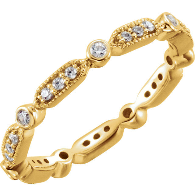Vintage Style Diamond Eternity Band - Moissanite Rings