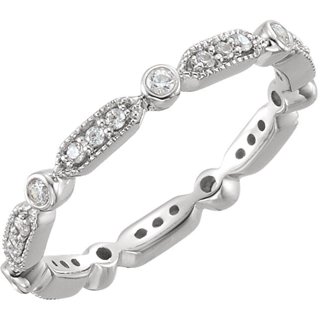 Vintage Style Diamond Eternity Band - Moissanite Rings