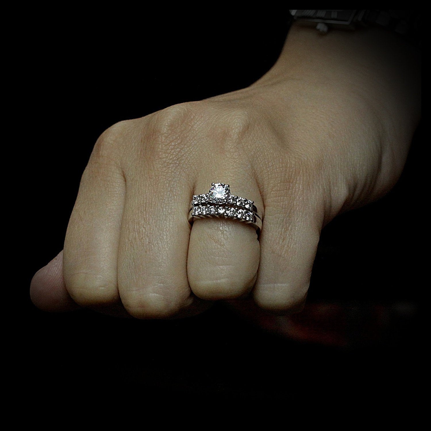 Matching Diamond Wedding Band - Dustin - Moissanite Rings