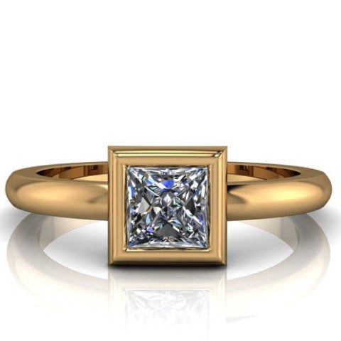 Princess Cut Moissanite Solitaire Engagement Ring - Priscilla - Moissanite Rings