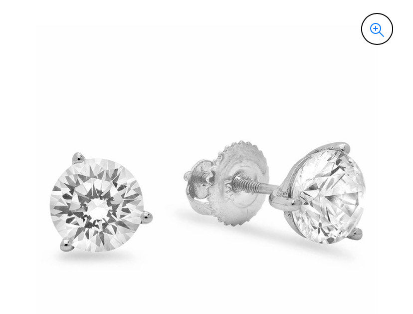 8mm Martini Style Moissanite Earrings