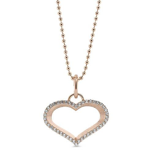 Diamond Outline Heart Necklace - Moissanite Rings