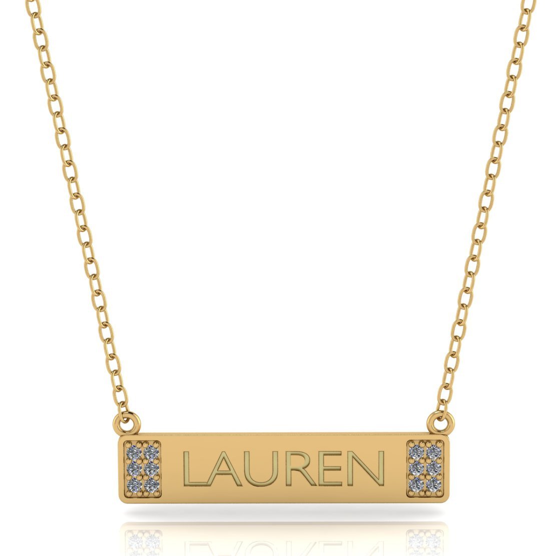 Nameplate Gold with Diamonds - Moissanite Rings
