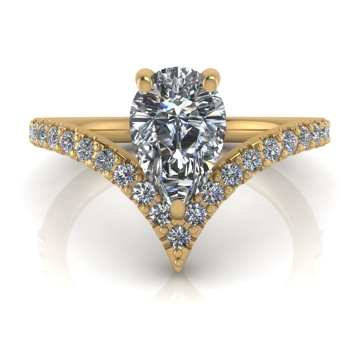 Pear Moissanite Engagement Ring Diamond Setting - Riviera - Moissanite Rings
