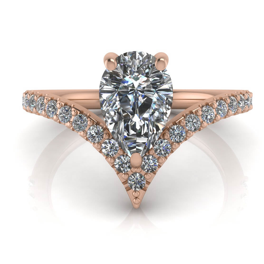 Pear Moissanite Engagement Ring Diamond Setting - Riviera - Moissanite Rings