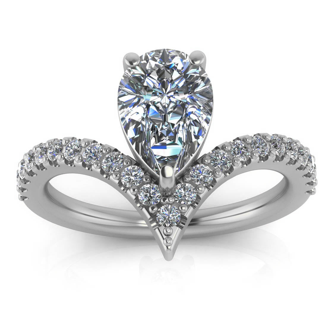 Pear Moissanite Engagement Ring Diamond Setting - Riviera - Moissanite Rings