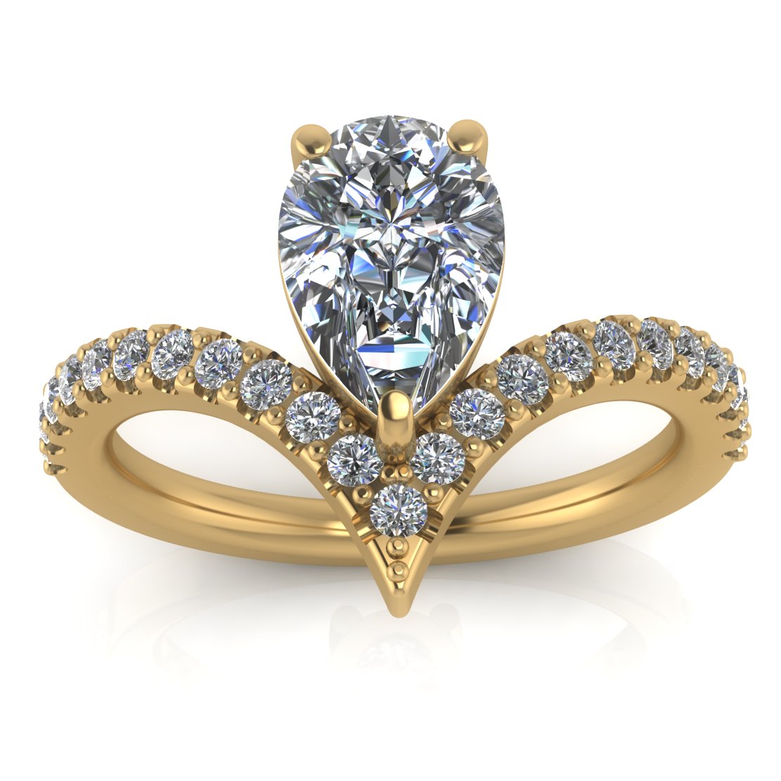 Pear Moissanite Engagement Ring Diamond Setting - Riviera - Moissanite Rings