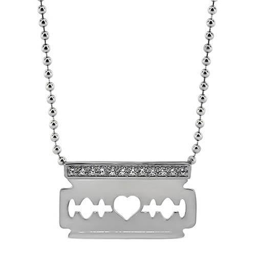 Diamond Razor Blade Pendant and Chain - Moissanite Rings