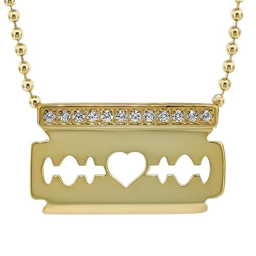 Diamond Razor Blade Pendant and Chain - Moissanite Rings