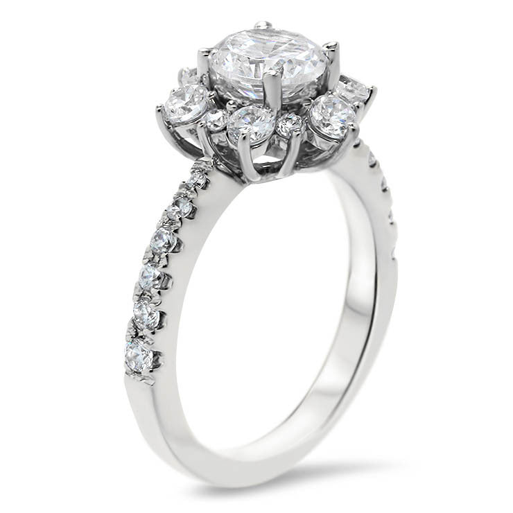 All Moissanite Snowflake Wedding Set Engagement Ring and Wedding Band - Snowflake Set - Moissanite Rings