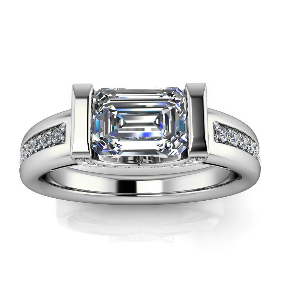 Unique Emerald Cut Moissanite Engagement RIng - Sonny - Moissanite Rings