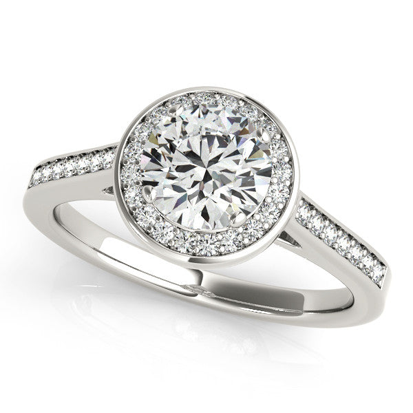 1.5 Ct. Moissanite Wedding Set Engagement Ring and Wedding Band Diamond Halo Setting - Toni - Moissanite Rings