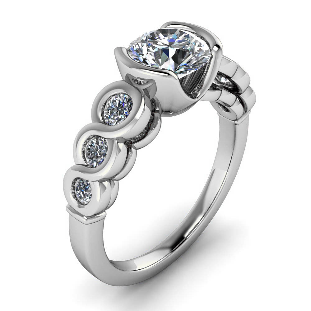 Bezel Set Moissanite Engagement Ring - Loops of Love - Moissanite Rings