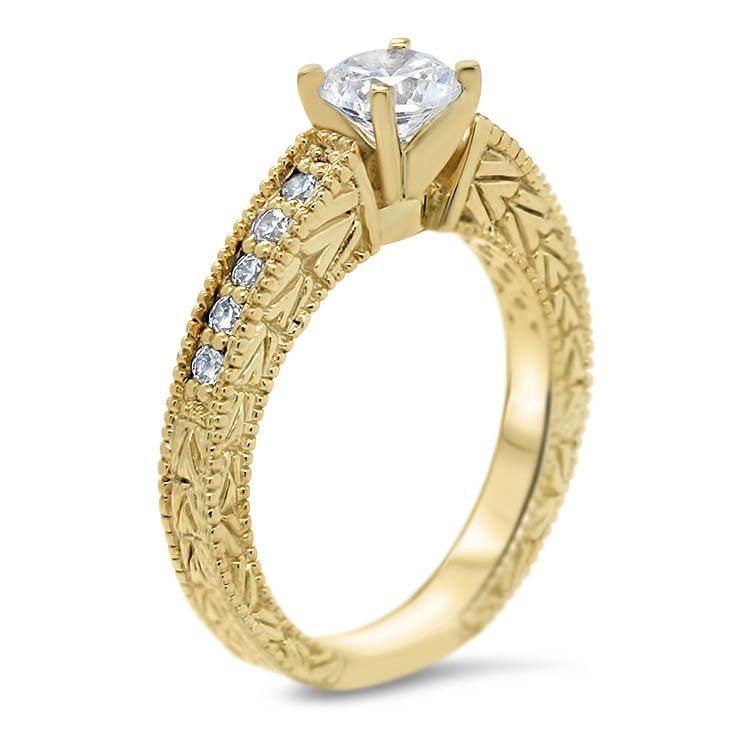 Vintage Style Diamond Enagement Ring - Founded - Moissanite Rings