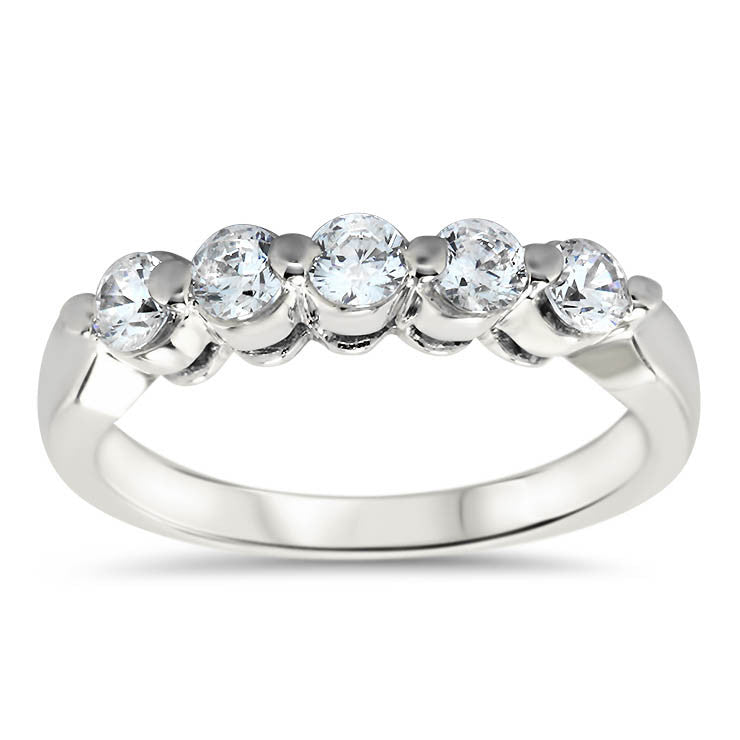 Five Stone Diamond Wedding Band - Sheila Band - Moissanite Rings