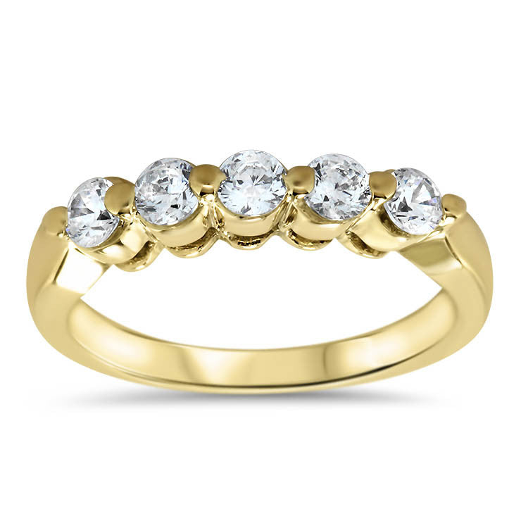 Five Stone Diamond Wedding Band - Sheila Band - Moissanite Rings