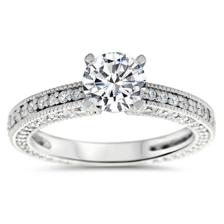 Covered in Diamonds Wedding Set Engagement Ring and Band - Erin Set - Moissanite Rings