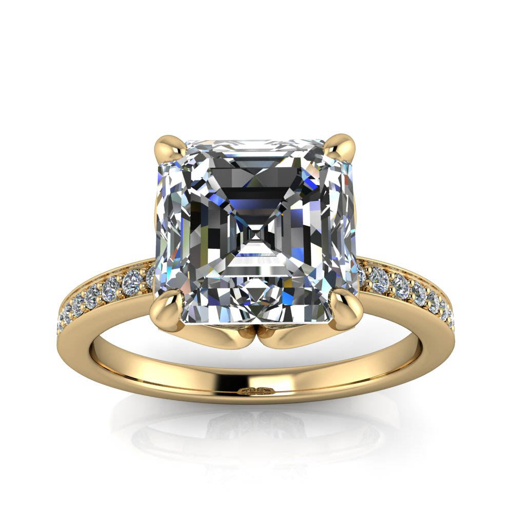 Moissanite Engagement Ring Diamond Setting Asscher Cut - Manila - Moissanite Rings