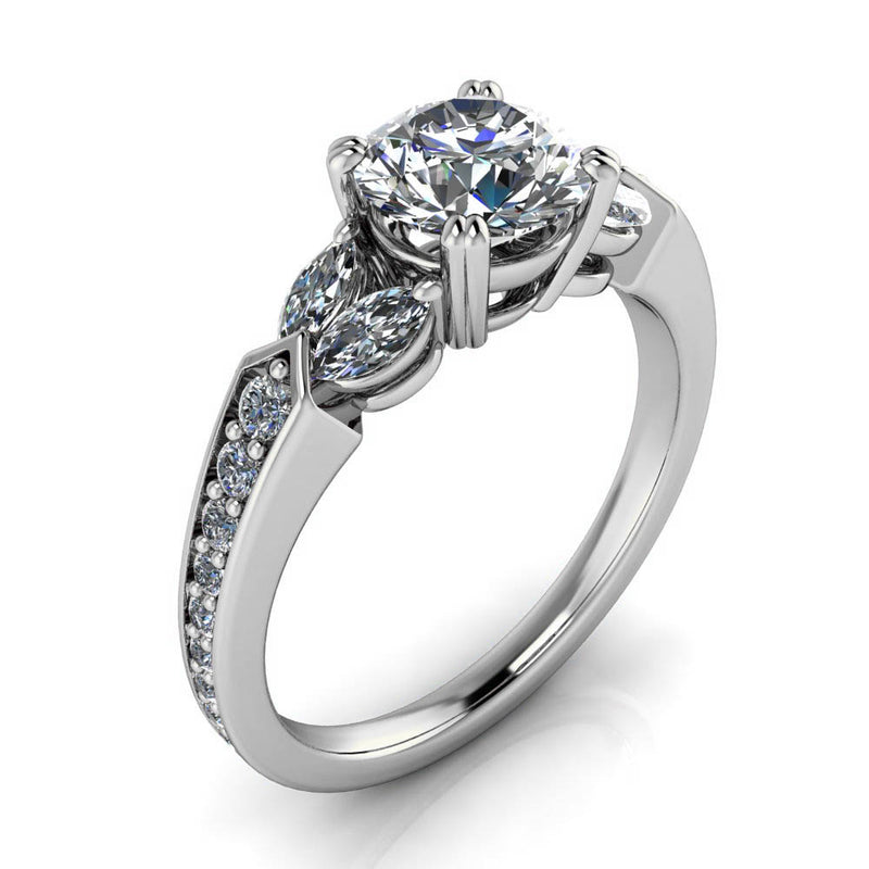 Diamond Marquise and Moissanite Engagement Ring - Madrid - Moissanite Rings