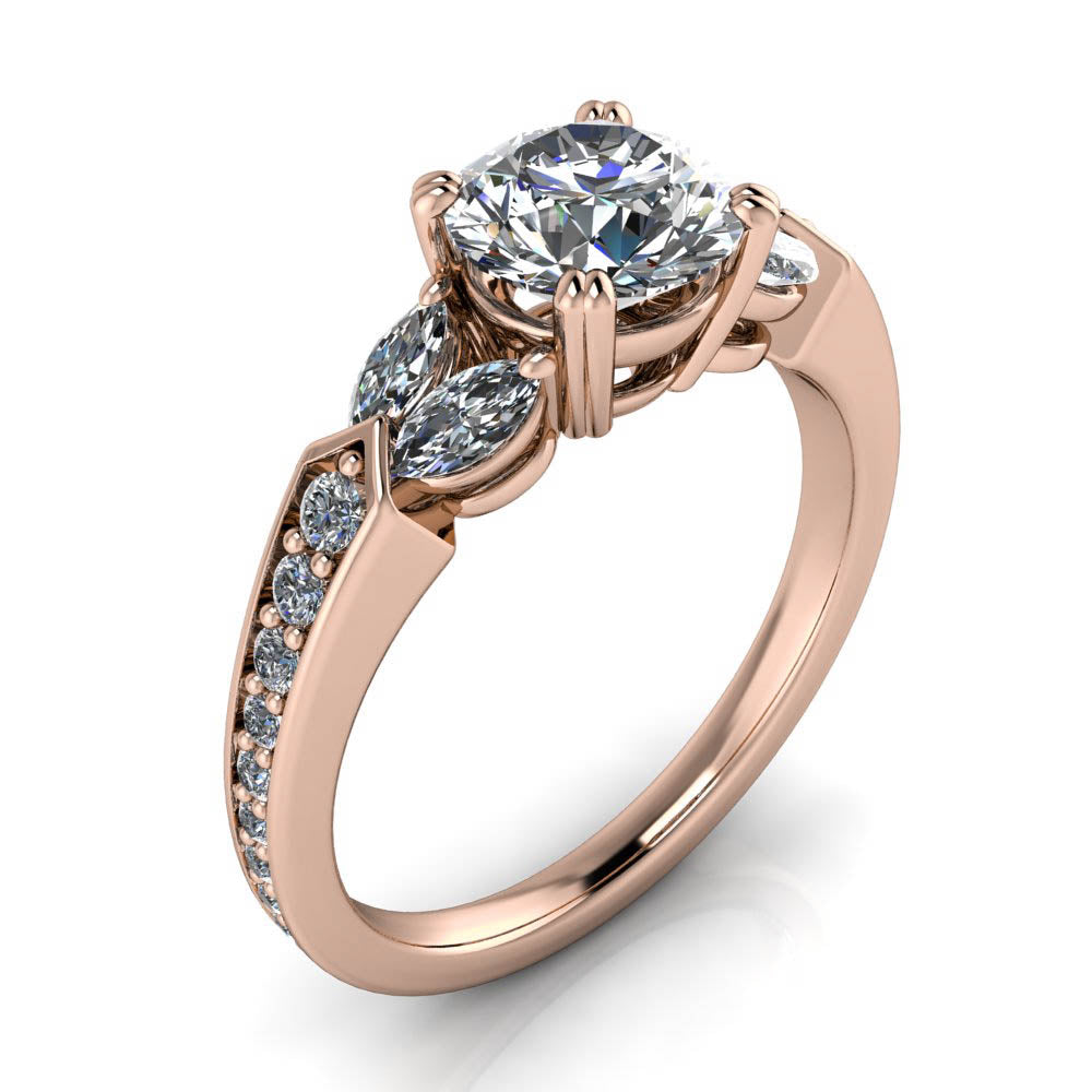 Diamond Marquise and Moissanite Engagement Ring - Madrid - Moissanite Rings