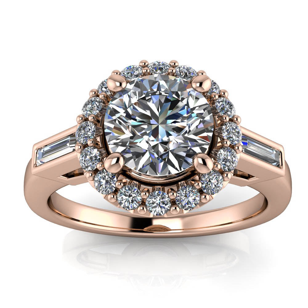 Diamond Halo Moissanite Engagement Ring - Royce - Moissanite Rings