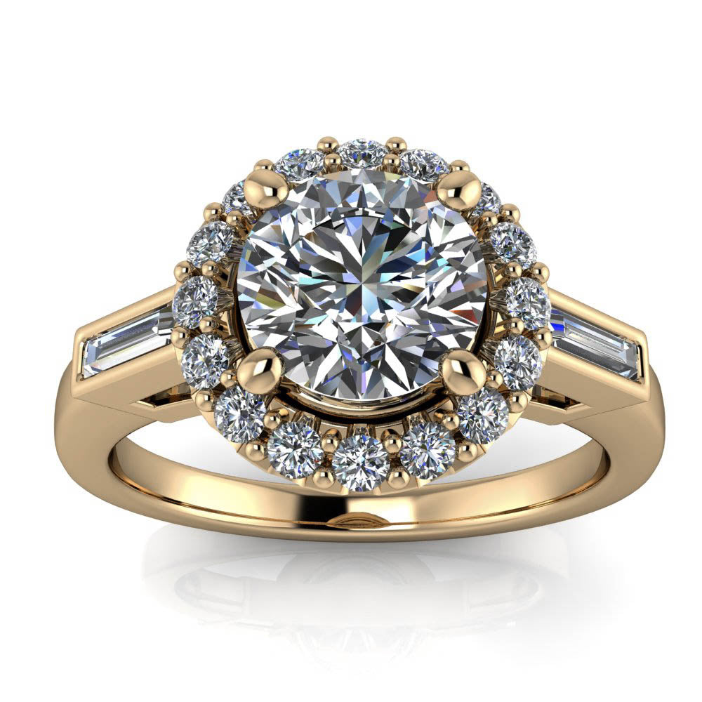 Diamond Halo Moissanite Engagement Ring - Royce - Moissanite Rings