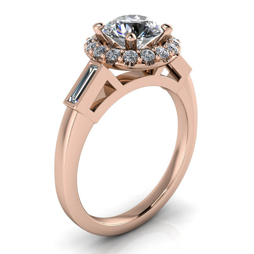 Diamond Halo Moissanite Engagement Ring - Royce - Moissanite Rings