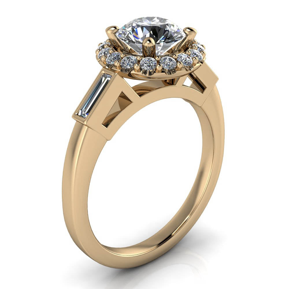 Diamond Halo Moissanite Engagement Ring - Royce - Moissanite Rings
