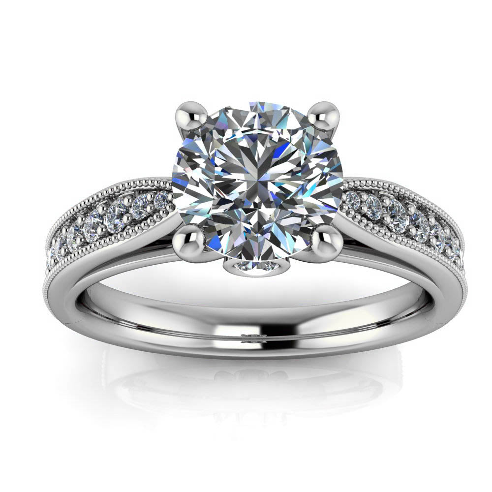 Vintage Inspired Engagement Ring - Damascus - Moissanite Rings