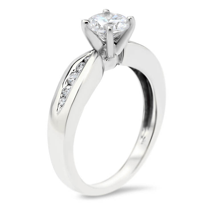 Tapered Channel Set Band Engagement Ring - Jackie - Moissanite Rings