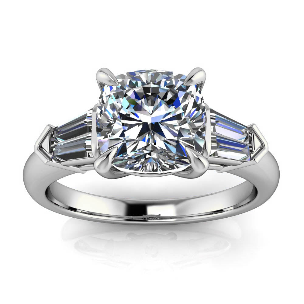 Cushion Cut Lab Diamond or Moissanite Center Engagement Ring Chicago Moissanite Rings